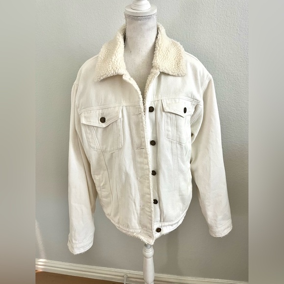 Lola Jeans Jackets & Blazers - Cream Sherpa-Lined Jacket